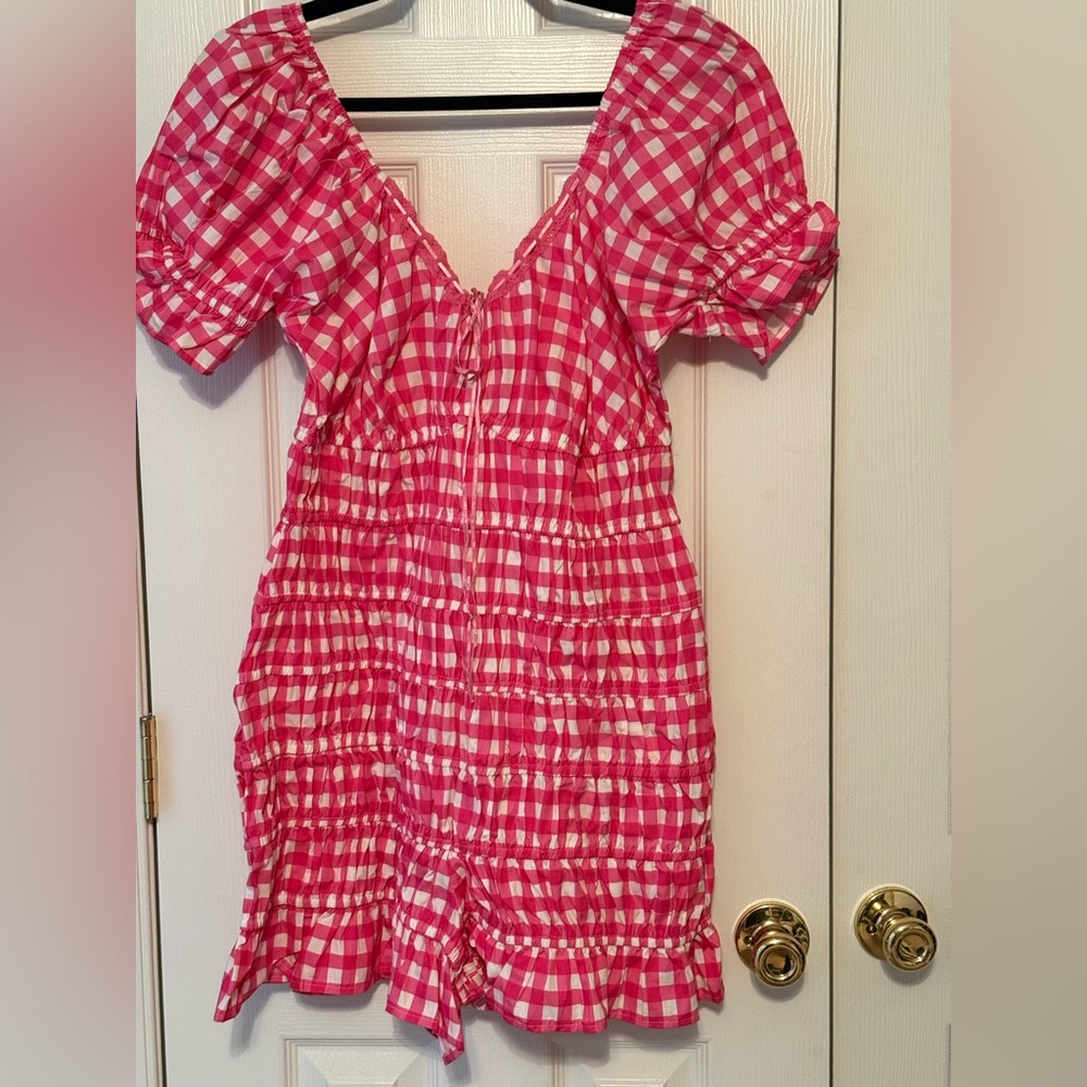 ASOS Pink and White Checkered Romper